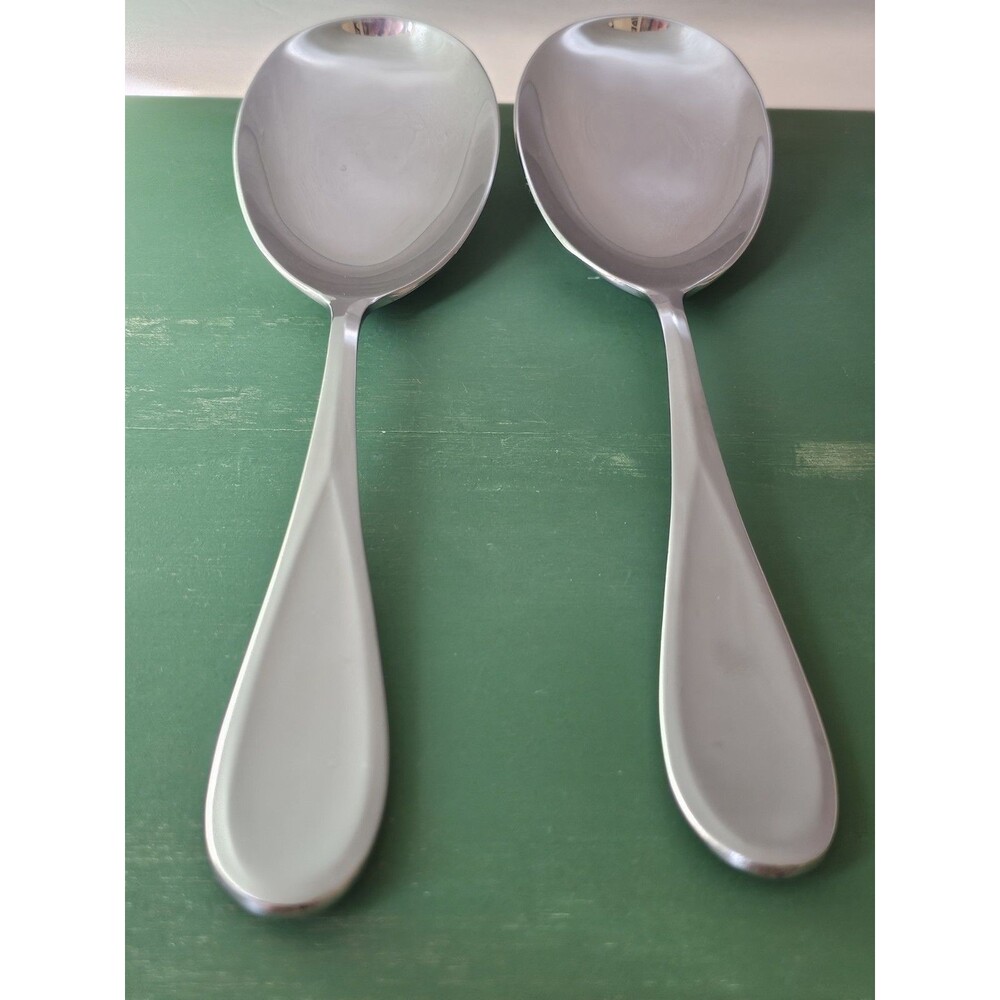 (2)Mikasa Stainless Steel Serving Or Salad Spoons 11 Inches Long